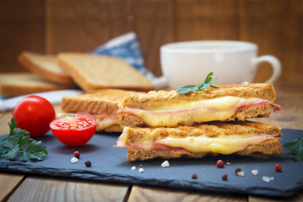 Club sandwiches for quick breakfast stock photo