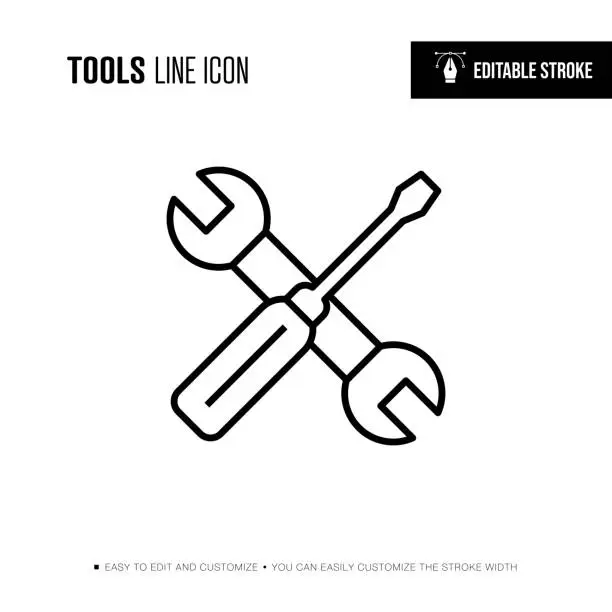 Vector illustration of Tools Line Icon - Editable Stroke