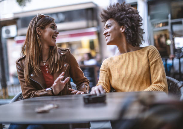 istock Best friends relax at cafe 1193905478