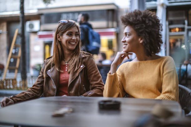 istock Best friends relax at cafe 1193905625