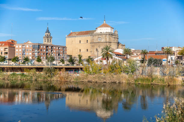 December 7, 2019. Talavera de la Reina, Toledo, Spain. View of Talavera de la Reina town from the roman bridge, over Tajo river.