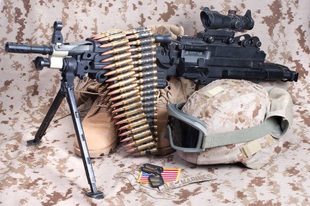 istock US Marines background concept with machine gun 1193906655