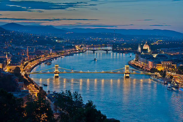 istock Arial nighttime view of Budapest 119390736
