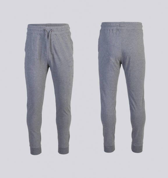 istock gray sweatpants Front and back view isolated on white background 1193907711