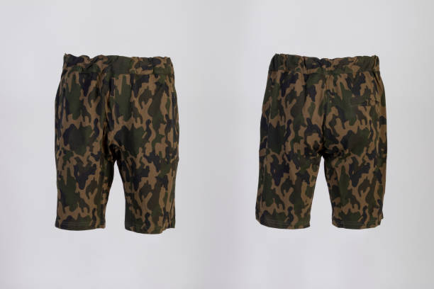 istock Sport shorts ,camo color, front and back view isolated on white. 1193908009