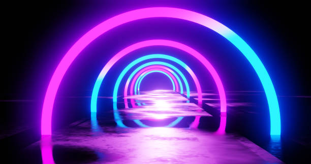 istock abstract geometric background, fluorescent ultraviolet light, glowing neon lines rotating tunnel, blue red pink purple spectrum, spinning around, modern colorful illumination, 1193909032