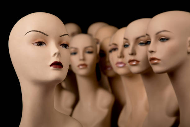 istock Mannequin head singled out close up, on black background 1193911452