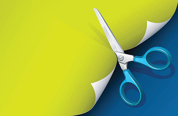 schere schneiden von papier - schere stock-grafiken, -clipart, -cartoons und -symbole