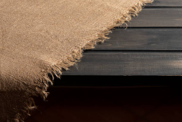 Rustic background with wood and sackcloth