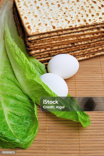 Matzot Eggs And Lettuce Stock Photo - Download Image Now - Bread, Brown, Burnt