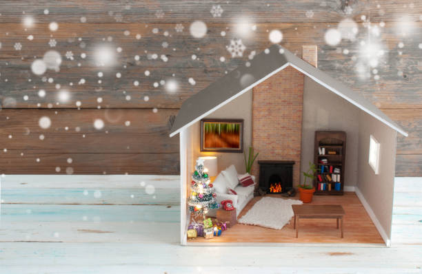 istock Christmas miniature house interior 1193918799