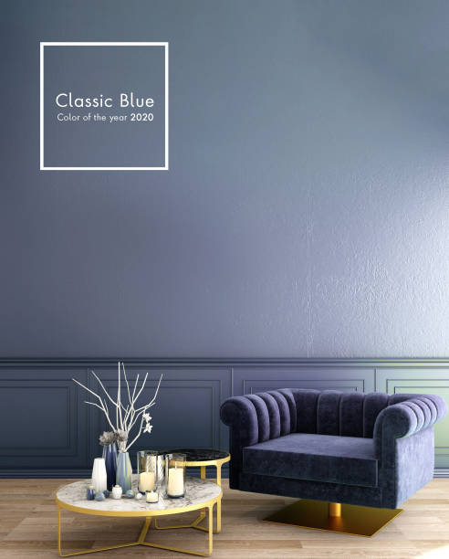 istock interior design for classic blue color trend 2020,3d rendering,3d illustration 1193922127