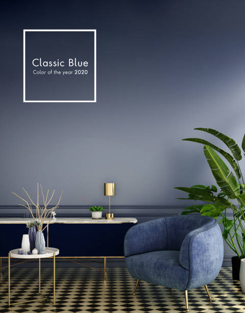 istock interior design for classic blue color trend 2020,3d rendering,3d illustration 1193922294