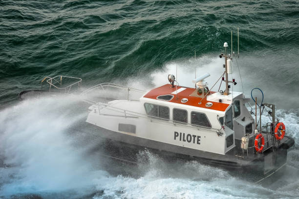 istock incredible view of a pilot boat in the storm 1193923533