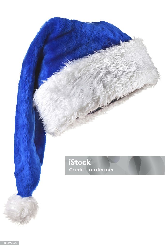 Blue Magic Santa Hat Blue Santa Claus Hat. Isolated on white. Blue Stock Photo