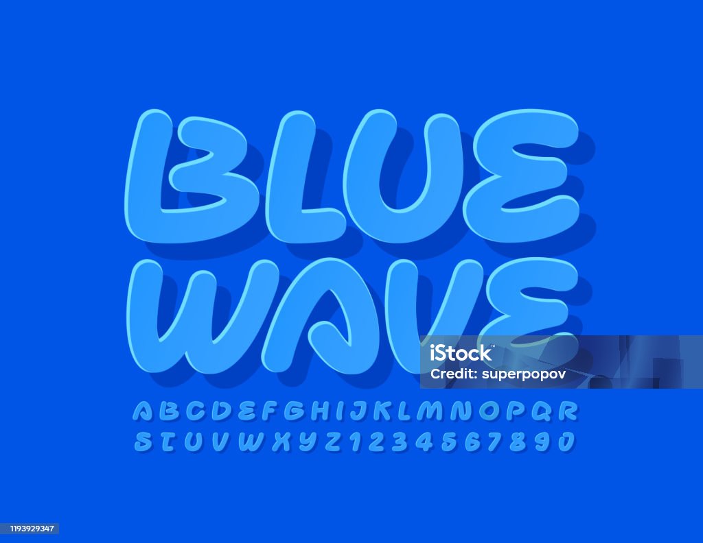 Blue Creative Writing Vector Creative Sign Blue Wave With Handwritten Font Creative Alphabet ...