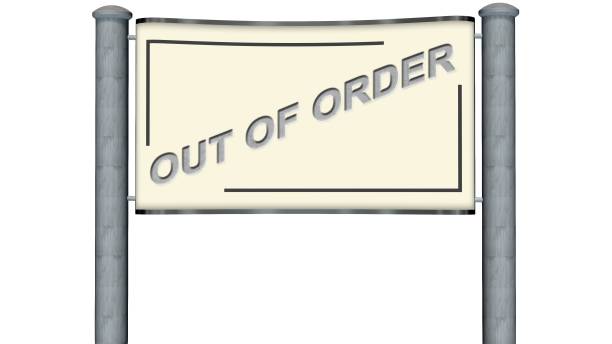 Out of order lettering on a free standing billboard - isolated on white background - 3D illustration