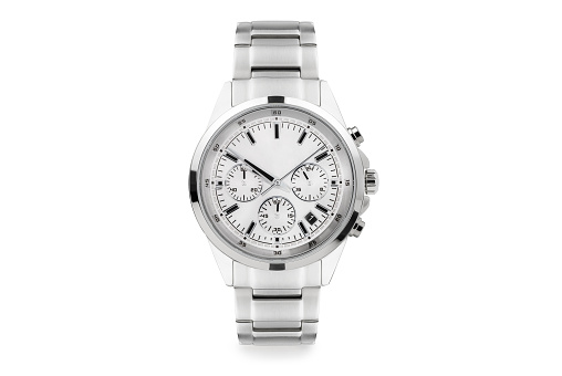 Luxury watch isolated on white background. With clipping path for artwork or design. White.