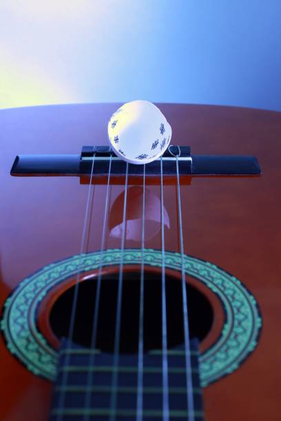 istock Eggshell lies on the guitar bridge with reflection in the guitar choir 1193933569