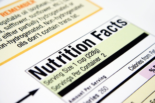 Close up of nutrition facts.