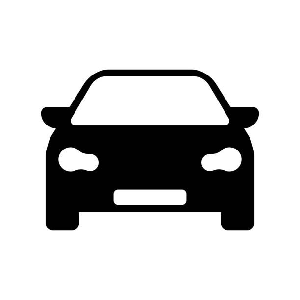 Car front flat design vector Black car illustration transportation symbol auto stock illustrations