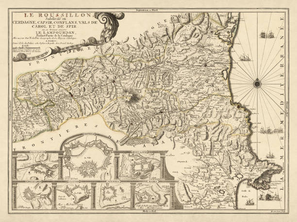 istock Old map of the province of Roussillon 1193947935