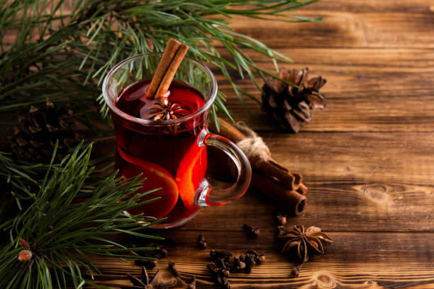 istock Christmas mulled wine on a wooden background 1193951457