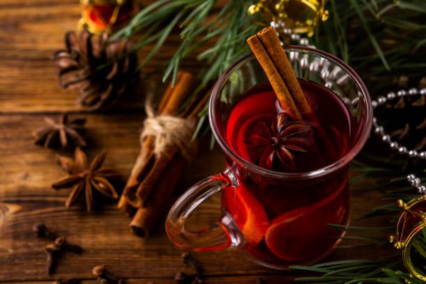 istock Christmas mulled wine with spices and fir tree 1193952687