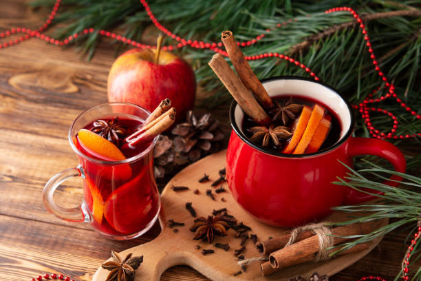 istock Christmas mulled wine on a wooden background 1193952742