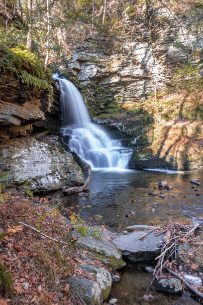 istock Beautiful waterfall cascading down rocks at Bushkill Falls. 1193955241