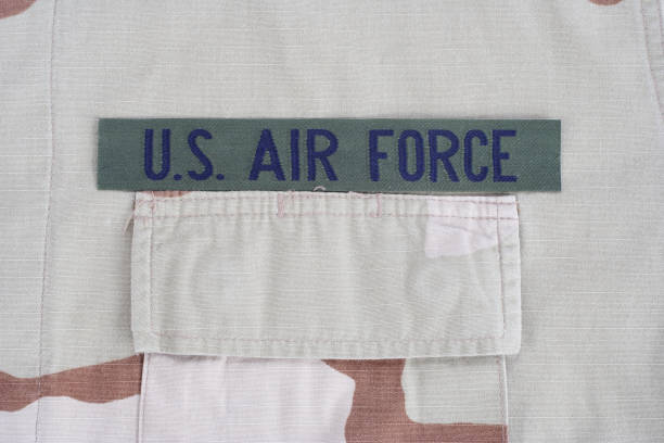 istock US AIR FORCE branch tape on desert camouflage uniform background 1193956365