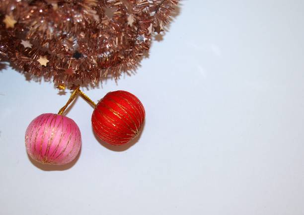 istock Christmas flat lay with tinsel and balls 1193957516