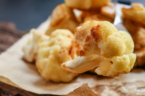 istock cauliflower grilled (fried grill vegetables or snack salad cabage) menu concept. food background. copy space. Top view 1193959395