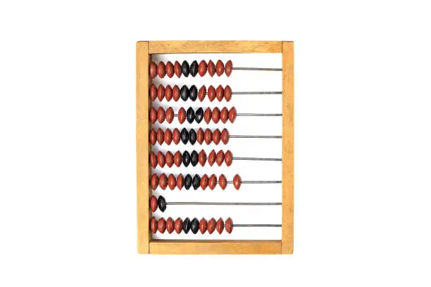 Wooden old abacus isolated on white background