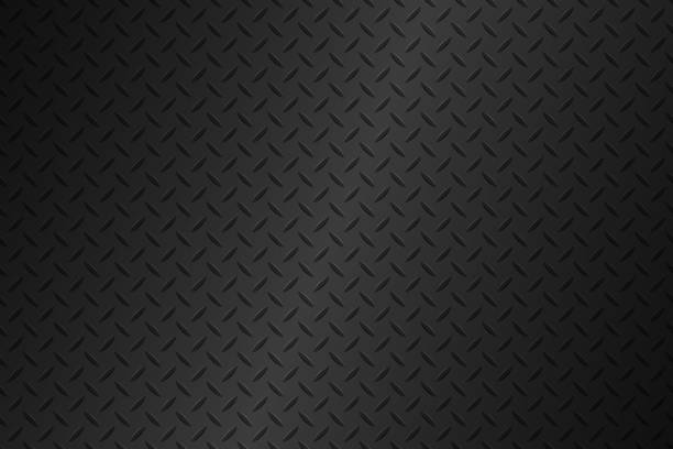 istock Black metal plate texture, stainless steel background with gradient, modern vector illustration 1193964415