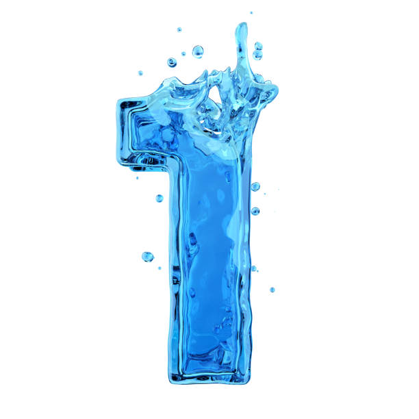 istock Water splash of number 1 isolated on white background 1193965721