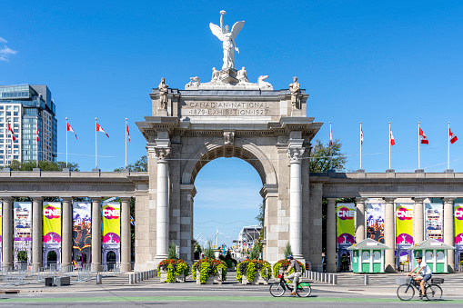 Toronto, Canada - August 11, 2019: Entrance of  Exhibition Place, the largest exhibition centre in Toronto, Canada.