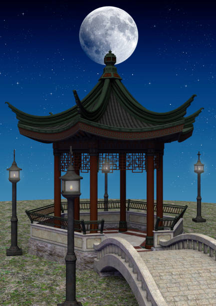 istock Asin Gazebo surrounded by lamps. 1193967407