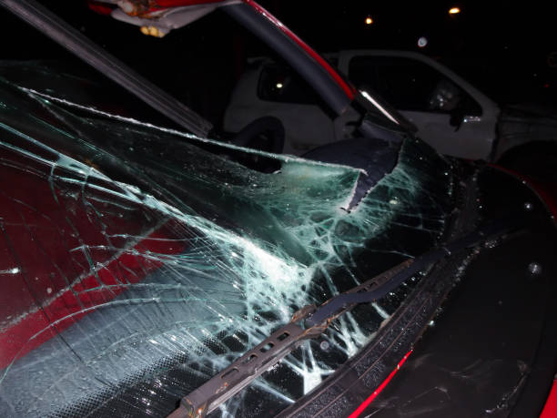 istock Car crash accident in dark 1193973121