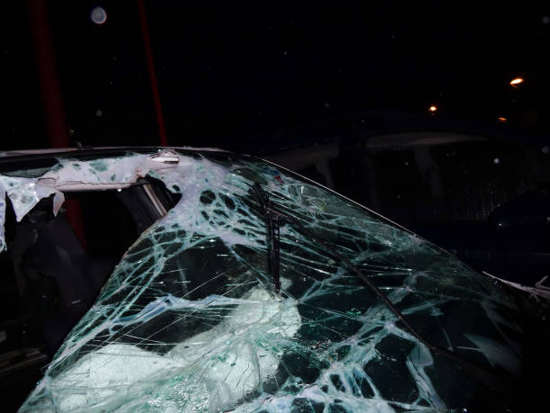 istock Car crash accident in dark 1193973154