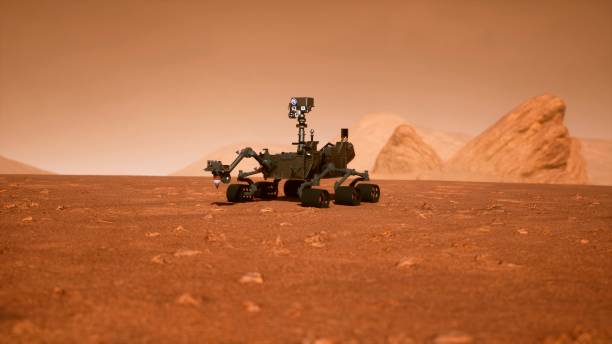 istock A Rover during a dust storm on the red planet. Curiosity Rover on Mars. 3D Rendering 1193974857