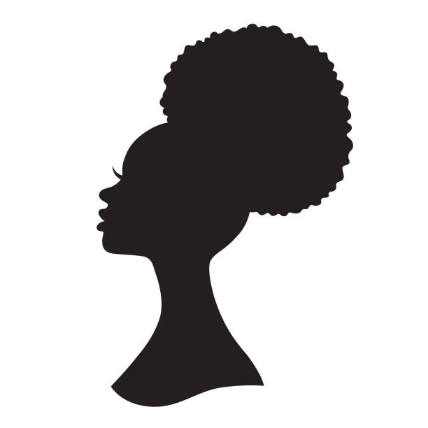 ilustrações, clipart, desenhos animados e ícones de rabo de cavalo do cordão do sopro afro da mulher preta - afro women african descent silhouette