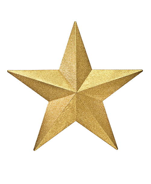 Gold 3D star on a white background stock photo