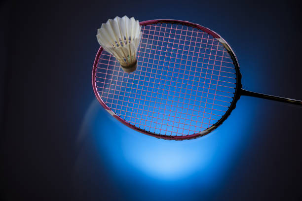Badminton racket and shuttlecock closeup