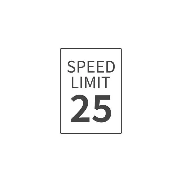 Vector illustration of Vector Speed Limit 25 mph on white isolated background. Layers grouped for easy editing illustration. For your design