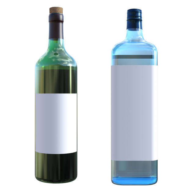 Neat transparent glass bottles on the production line of a glass factory