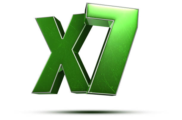 x7 green 3d. - impetus imagens e fotografias de stock