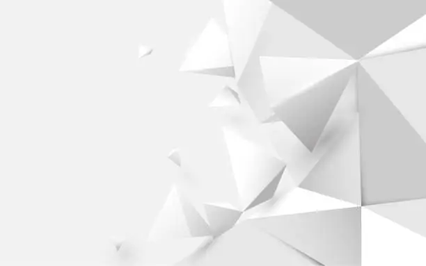 Vector illustration of Abstract white 3d low polygonal background. Vector illustration