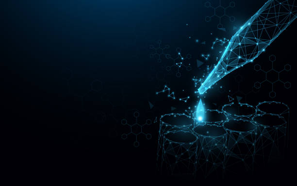 mikrobiologický, biotechnologický výzkum. laboratorní vybavení. chemické kapátko a zkumavka - chemik stock ilustrace