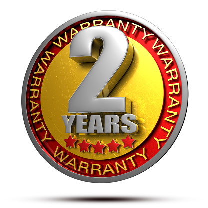 3D illustration 2 year warranty icon on a white background.(with Clipping Path).